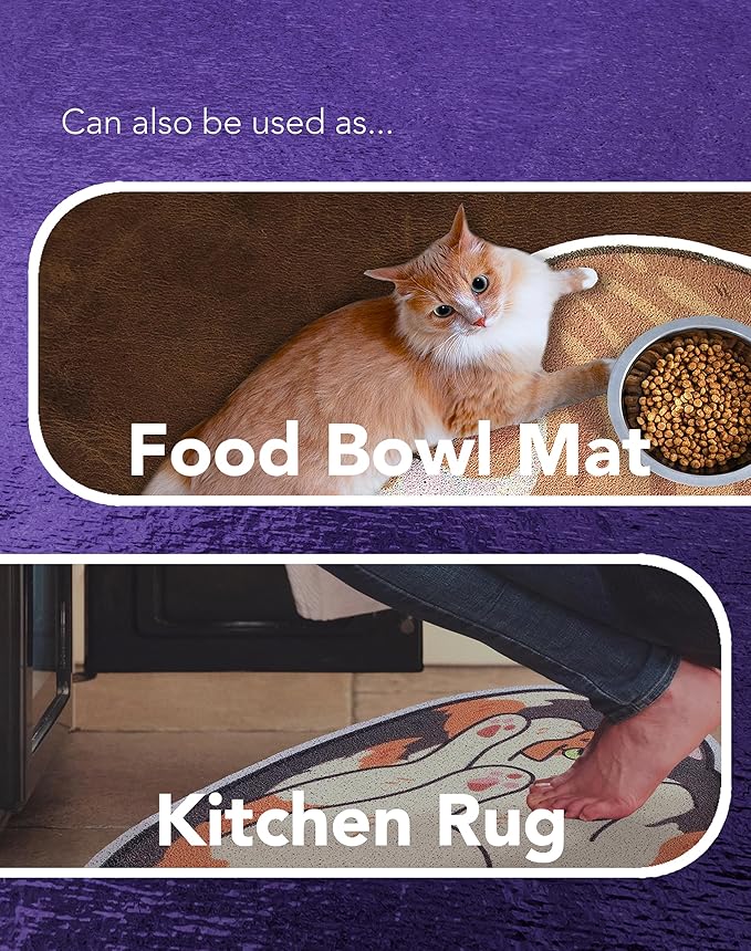 Lukamoo® Cute Cat Litter Mat (30’’x20’’), Large/L, for Kitty Litter & Cute Cat Litter Box, Litter Trapping Mat (Pointed, Cornered)