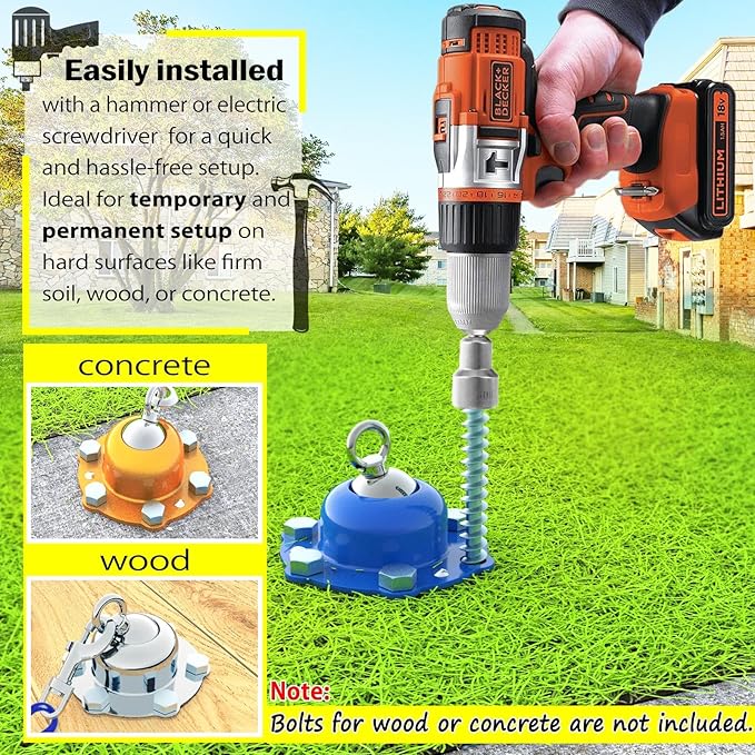360° Swivel Dog Tie Out Stake with Upgrade 6 Screw Dog Anchors, Heavy Duty & Rust Proof Dog Stake Can Holds 1000Lbs of Pull Force, Up to 150lbs Dogs Perfect to Camping Yard Outdoor (Blue)