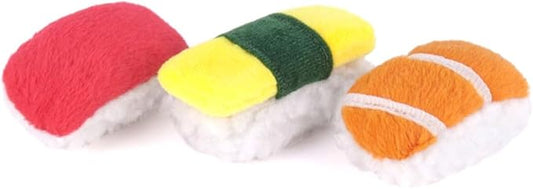 P.L.A.Y. Cute Cat Toys - Feline Frenzy Sushi Food Themed Catnip Filled Toy, Great for Adult Cats and Kittens - Machine Washable, Double Stitched, Recycled Materials, Crinkles (Sassy Sushi, Set of 3)