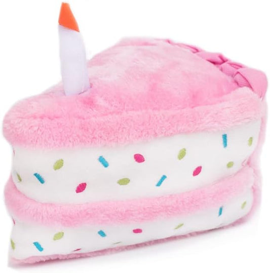 ZippyPaws Birthday Cake- Dog Squeaky Toys to Keep Them Busy, Funny Food Plush for Small, Medium, & Large Dogs, Cute Stuffed Puppy Toy, Pet Products, Gift for Dogs of All Breeds, Soft and Cuddly- Pink