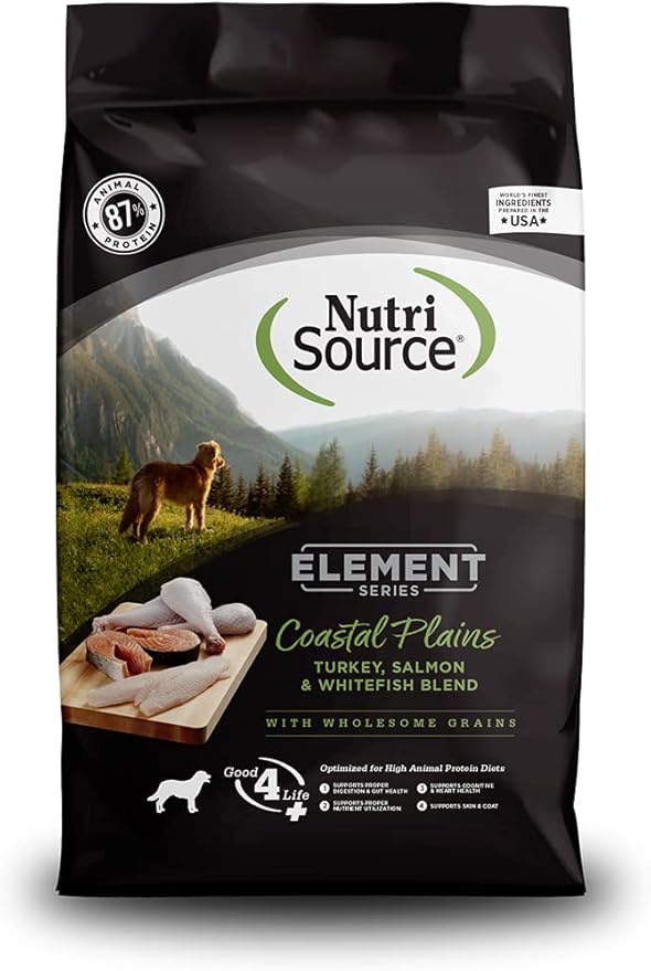 NutriSource Element Series Coastal Plains Dry Dog Food, Turkey, Salmon, and Whitefish, 12LB