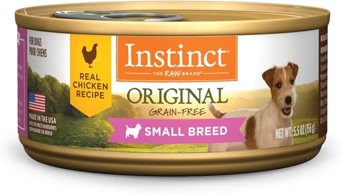 Instinct Original Small Breed, Wet Canned Dog Food, Grain Free Recipe - Real Chicken, 5.5 oz. Cans (Pack of 12)