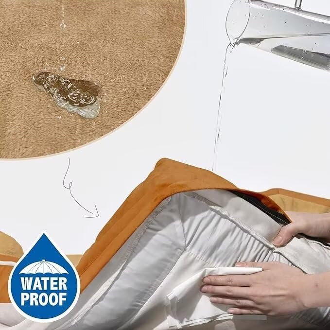 Comfort Expression XL Orthopedic Dog Beds, Waterproof Extra Large Dog Beds with Bolster, Washable Pet Sofa Couch with Removable Cover & Non-Slip Bottom(X-Large,Caramel)