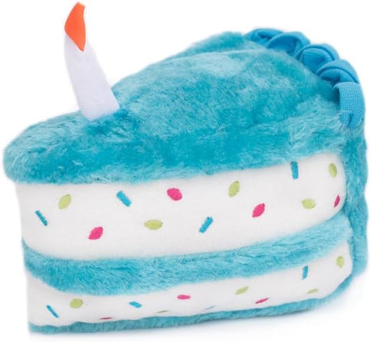 ZippyPaws Birthday Cake- Dog Squeaky Toys to Keep Them Busy, Funny Food Plush for Small, Medium, & Large Dogs, Cute Stuffed Puppy Toy, Pet Products, Gift for Dogs of All Breeds, Soft and Cuddly- Blue