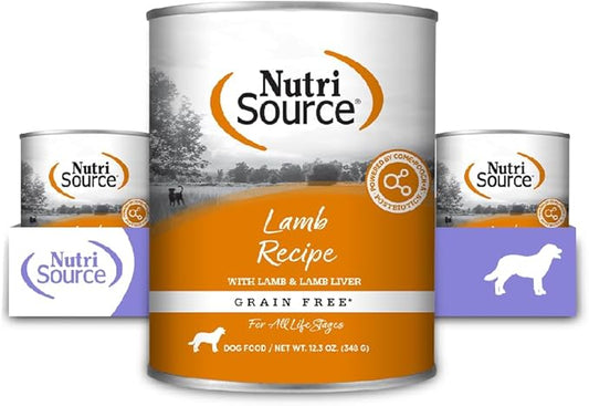 NutriSource Grain Free Lamb Recipe Dog Food, Premium Wet Dog Food, 12.3 Ounce (Pack of 12)