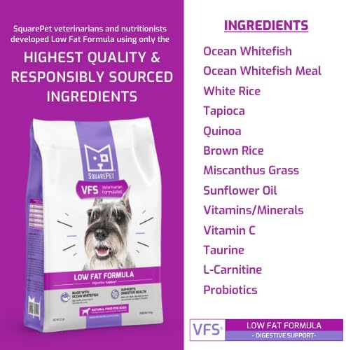 Veterinarian Formulated Solutions Low Fat Content Lean Whitefish, Highly Digestible, Dry Dog Food 4.4lbs