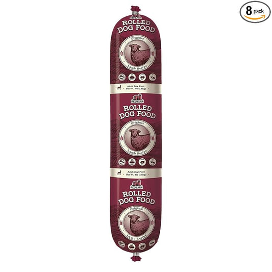 Redbarn Pet Products All-Natural Premium Rolled Dog Food, Lamb Recipe - Soft Semi-Moist Wet Formula for High Protein Diet, Training Rewards, & Treat Pill Concealer - 4 lb, 8 Count