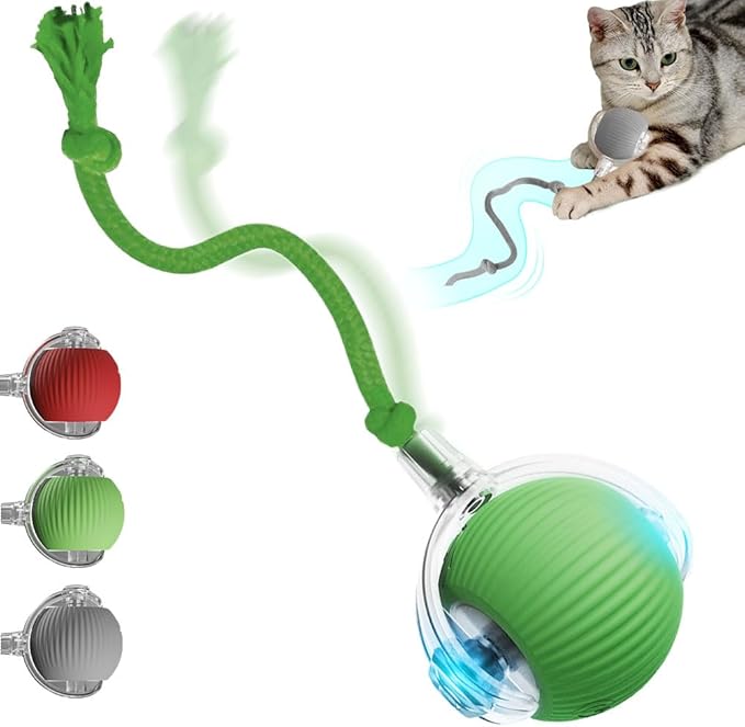 Yilia Interactive Rolling Cat Dog Ball Toy, Upgrade Automatic Moving Cat Toys, Self Rolling Dog Ball Interactive Cat Toys, Smart Automatic Electric Balls Toys for Bored Cats Dogs (Green)