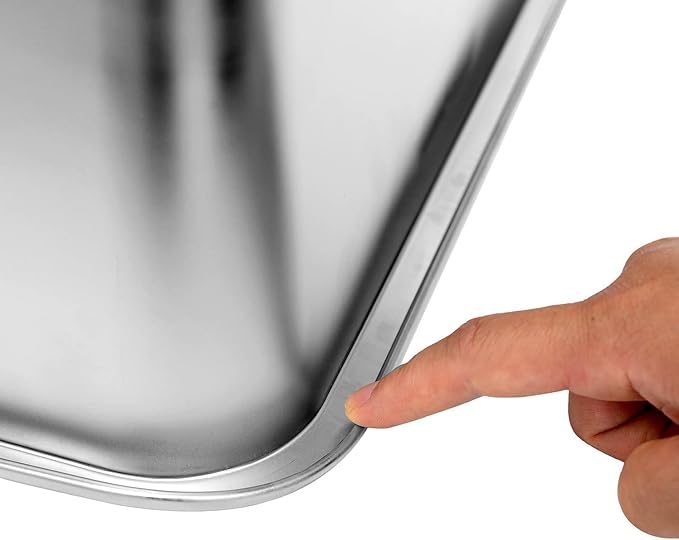 Kichwit Large Stainless Steel Cat Litter Box with High Sides, Metal Litter Pan for Big Cats, Non Stick Smooth Surface, Easy to Clean (23.4" L x 15.5" W x 7.6" H)