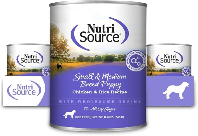 NutriSource Chicken & Rice Small & Medium Breed Puppy Food, Premium Wet Dog Food, 12.3 Ounce (Pack of 12)