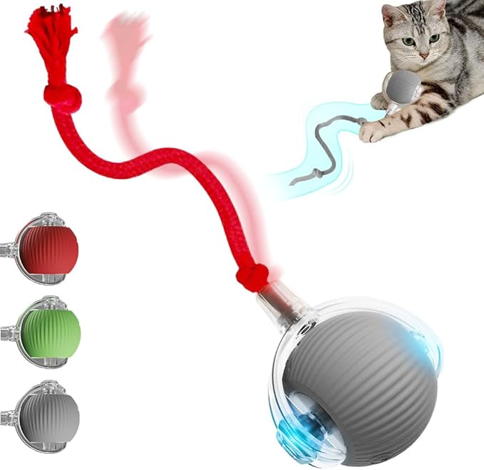 Yilia Interactive Rolling Cat Dog Ball Toy, Upgrade Automatic Moving Cat Toys, Self Rolling Dog Ball Interactive Cat Toys, Smart Automatic Electric Balls Toys for Bored Cats Dogs (Gray)