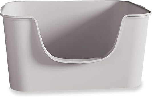 Small Cat Litter Box with High Sides,Cat Boxes for Indoor Cats,Cat Litter Pan for Kitty,Litter Box with Low Entry,Easy to Clean,Anti-Splashing (Grey)