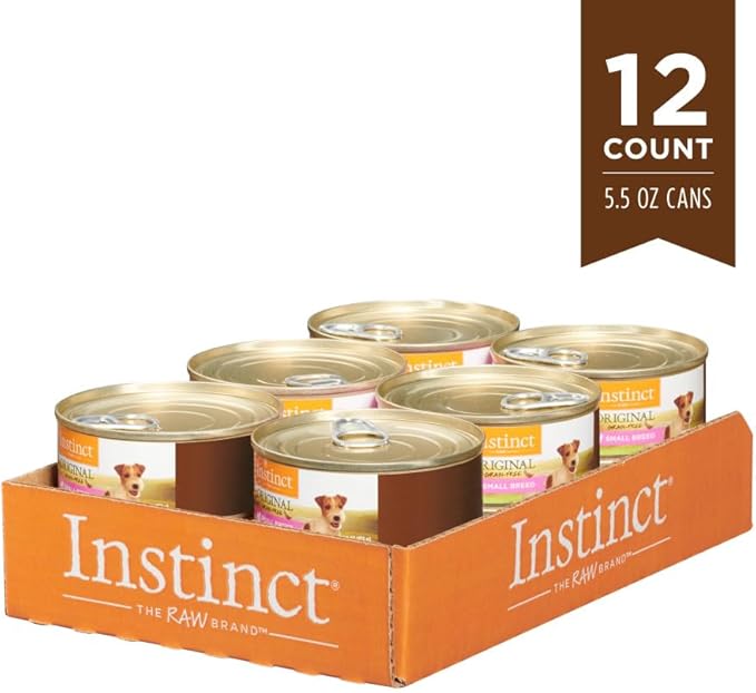 Instinct Original Small Breed, Wet Canned Dog Food, Grain Free Recipe - Real Beef, 5.5 oz. Cans (Pack of 12)
