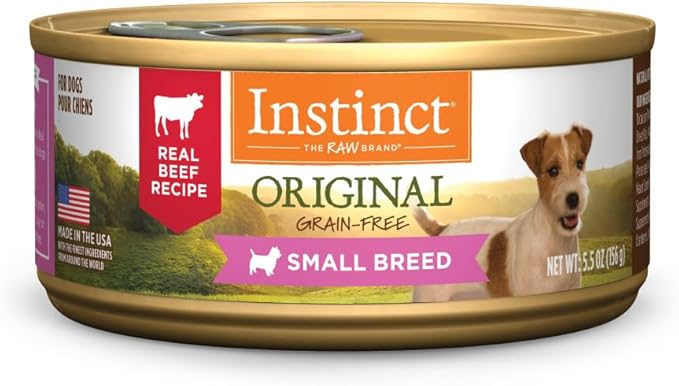 Instinct Original Small Breed, Wet Canned Dog Food, Grain Free Recipe - Real Beef, 5.5 oz. Cans (Pack of 12)