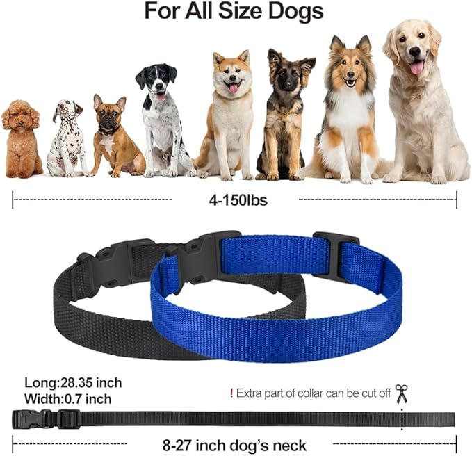 PetJoy Dog Collars Strap, Replacement Collar for Shock Reflective Collar, Adjustable Classic Dog Collar Strap for All Varieties Small Medium Large Dogs (Black & Blue)