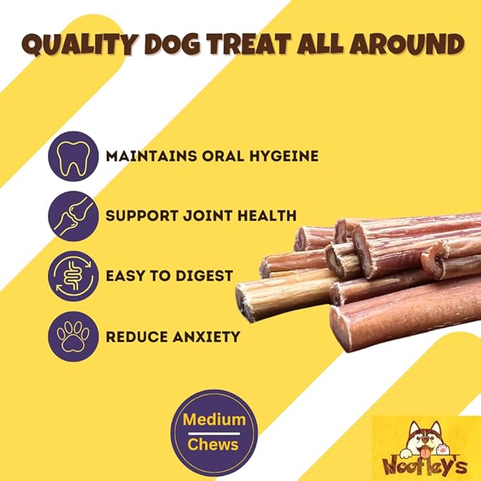 Woofley's 4-5" Bulk Regular Bully Sticks - (20 Count) - Bully Sticks for Dogs - Long Lasting Bully Stick Dog Chews