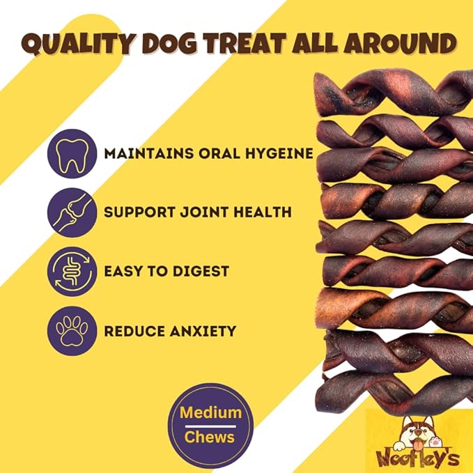Woofley's 6 Inch Collagen Springs - 50 Count - Collagen Chews for Dogs - Bully Stick Spiral Rawhide Alternative Dog Chews No Hide Bones for Medium & Large Dogs - Bully Springs