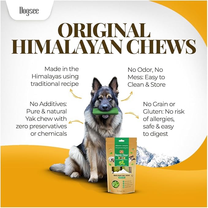 Dogsee Mint Flavor Himalayan Yak Chews for Dogs (Medium - 4 Bars) | Aid Digestion | Dog Chews for Teeth Cleaning | Odorless Dog Treats | Rawhide Free | Long Lasting