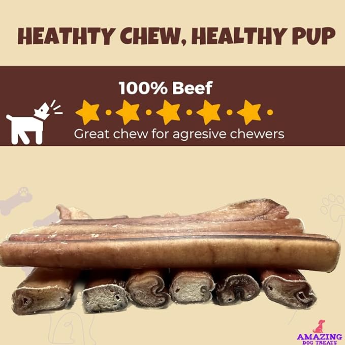 Amazing Dog Treats Bully Sticks 6 Inch [Extra Thick - 10 Pcs/Pck] -NO Hide Bones for Dogs - Safe Chews for Dogs - Long Lasting Bully Sticks for Dogs