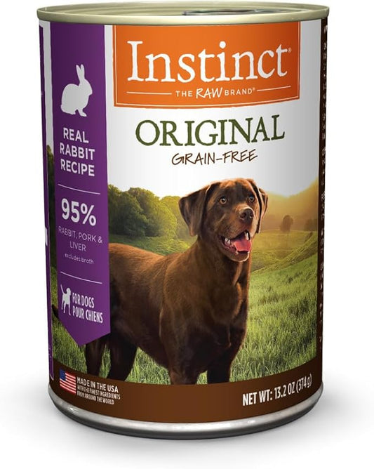 Instinct Original Wet Dog Food, Grain Free Recipe - Real Rabbit, 13.2 oz. Cans (Pack of 6)