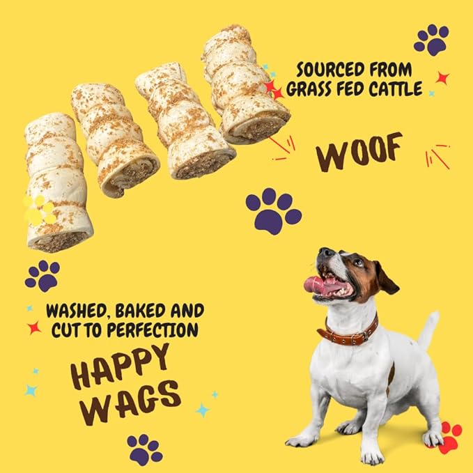 Woofley's 5-6" Bully Dusted Beef Cheek Roll - (5 Count)- Beef Cheek Rolls for Dogs - Long Lasting Natural Dog Chews