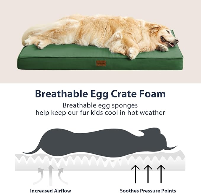 BFPETHOME Outdoor Dog Beds for Large Dogs, Waterproof Dog Bed for Medium, Large, Extra Large Dogs, Orthopedic Pet Bed with Removable Washable Cover, Egg Crate Foam Pet Bed Ma