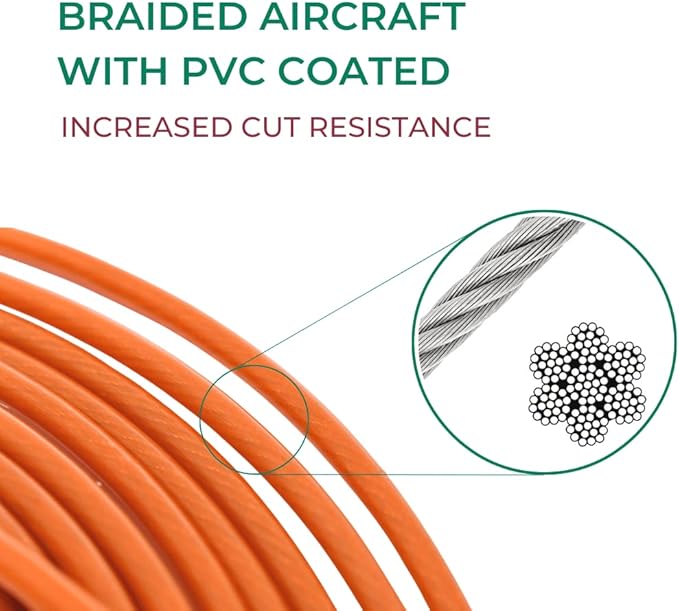 40FT Tie-Out Cables for Dogs - Strong, Safe, and Durable Dog Tie-Outs for Small Dogs up to 125 Pounds - Weather and Wear Resistant Galvanized Aircraft Cable for Outside Use