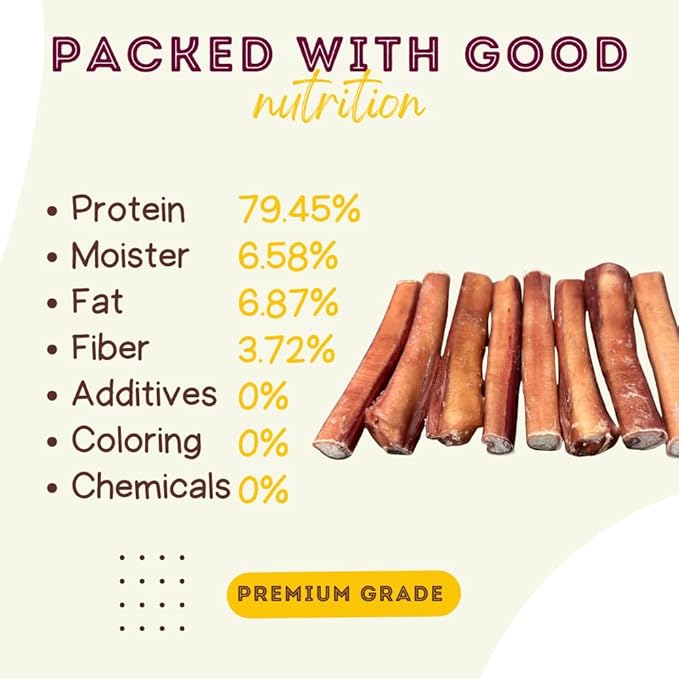 Woofley's 6" Regular Sized Buffalo Bully Sticks - (100 Count) - Bully Sticks for Dogs - Long Lasting Bully Stick Dog Chews