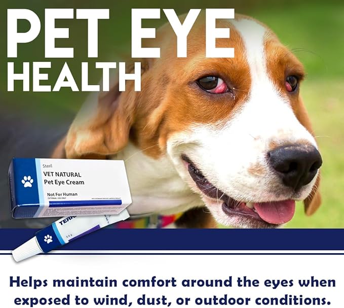 Vet Natural Pet Eye Cream– Gentle Eye Care for Dogs, Cats, Horses, Birds, Cattle, Sheep, Puppies & Kittens – Supports Eye Comfort, Reduces Redness & Discharge – 3.5g Tube