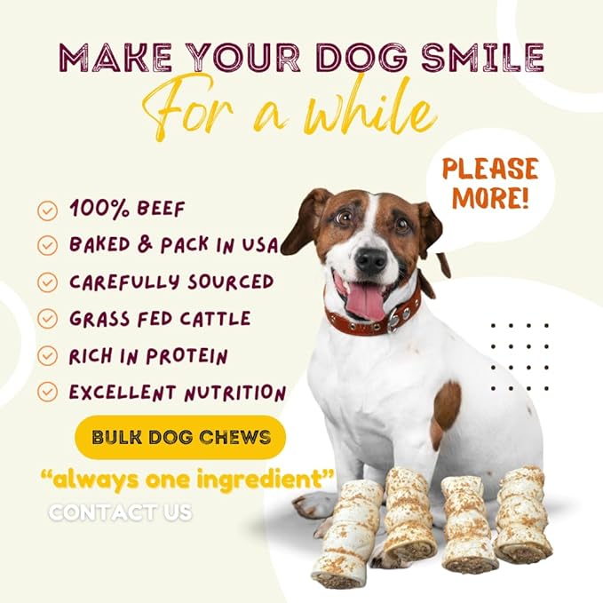 Woofley's 10-12" Bully Dusted Beef Cheek Roll - (5 Count)- Beef Cheek Rolls for Dogs - Long Lasting Natural Dog Chews