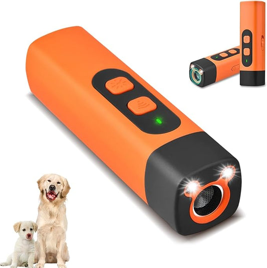 Dog Bark Deterrent Devices, Rechargeable Anti Barking Device for Dogs, 3 Modes & LED Light Ultrasonic Dog Trainer Indoor Outdoor, Suitable for Training to Improve Bad Behavior (Orange)