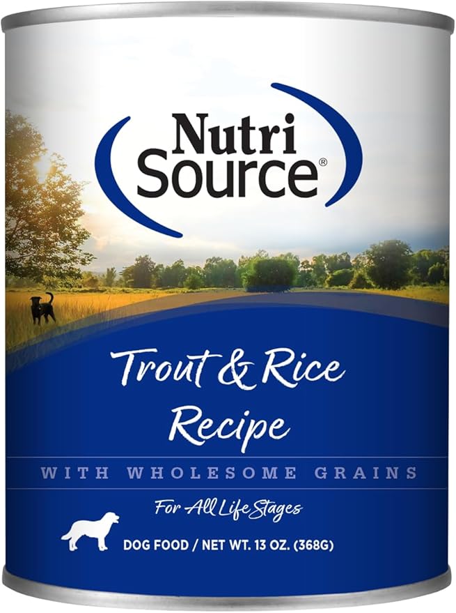 NutriSource Wet Dog Food, Trout and Rice, 13 Ounce (Pack of 12)