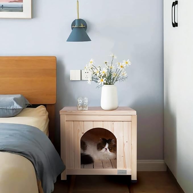 Petsfit Indoor Dog House, Cat Litter Box Enclosure Furniture with Elevated and Ventilate Floor for Small Dogs and Cats