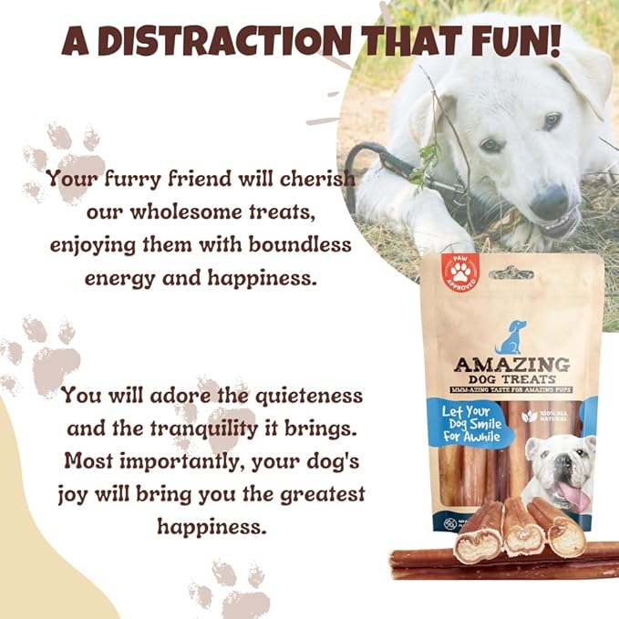 Amazing Dog Treats Bully Sticks 6 Inch [Extra Thick - 10 Pcs/Pck] -NO Hide Bones for Dogs - Safe Chews for Dogs - Long Lasting Bully Sticks for Dogs