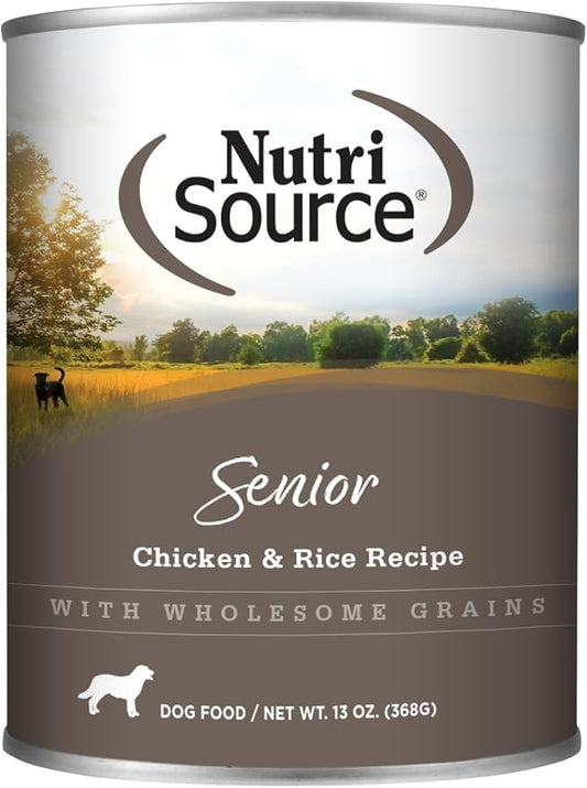 NutriSource Senior Chicken and Rice Canned Dog Food 13 oz. (12 in case)