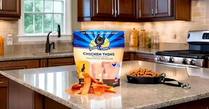 KONA'S CHIPS Chicken Thins; Chicken Jerky Dog Treats, Made in The USA only