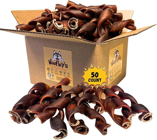 Woofley's 6 Inch Collagen Springs - 50 Count - Collagen Chews for Dogs - Bully Stick Spiral Rawhide Alternative Dog Chews No Hide Bones for Medium & Large Dogs - Bully Springs