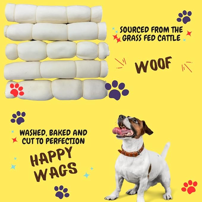 Woofley's 9-10" Buffalo Beef Cheek Roll - (5 Count)- Beef Cheek Rolls for Dogs - Long Lasting Natural Dog Chews