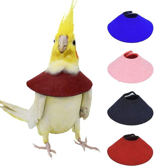 QBLEEV 4Pack Pet Parrot Anti-bite E-Collars, Anti-Grab Feather Plucking Wound Healing Safety Elizabethan Collar, Protective Recovery Cones for Budgerigar Lovebird Agapornis Fischer Cockatiel Cockatoo