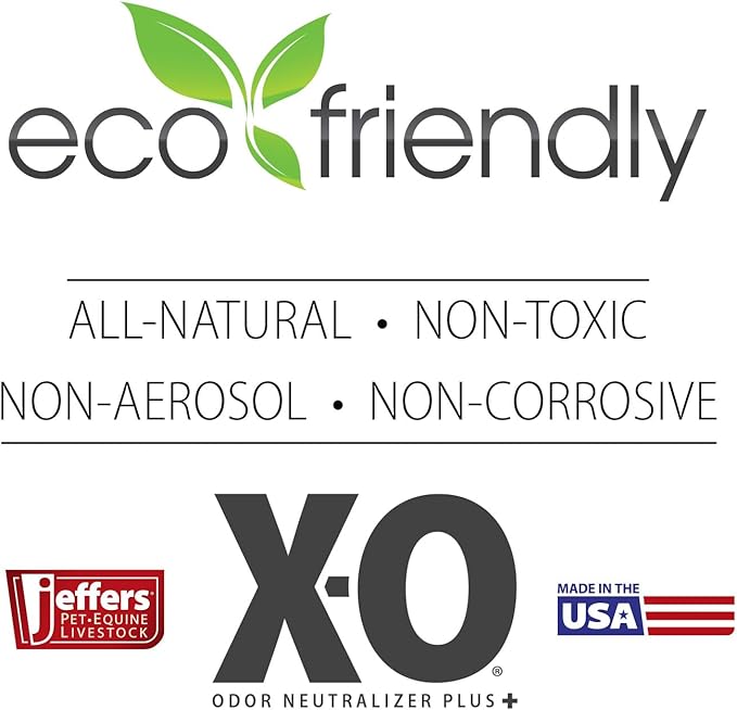Jeffers X-O Odor Neutralizer Plus+ 16 oz - All Natural Organic Pet Odor Eliminator, Non-Toxic, Eco Friendly, Multi-Surface Cleaner for Dog Carpet, Bedding, Cat Litter Box, Horses, and Home Use
