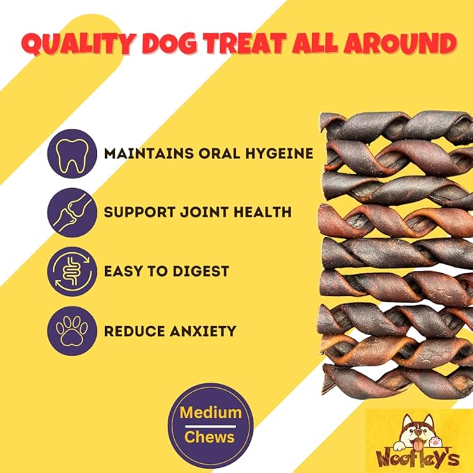 Woofley's 6 Inch Collagen Springs - 12 Count - Collagen Chews for Medium & Large Dogs - Bully Stick Spiral Rawhide Alternative