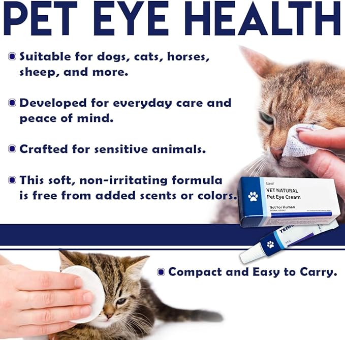 Vet Natural Pet Eye Cream– Gentle Eye Care for Dogs, Cats, Horses, Birds, Cattle, Sheep, Puppies & Kittens – Supports Eye Comfort, Reduces Redness & Discharge – 3.5g Tube