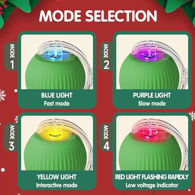 Yilia Interactive Rolling Cat Dog Ball Toy, Upgrade Automatic Moving Cat Toys, Self Rolling Dog Ball Interactive Cat Toys, Smart Automatic Electric Balls Toys for Bored Cats Dogs (Green)