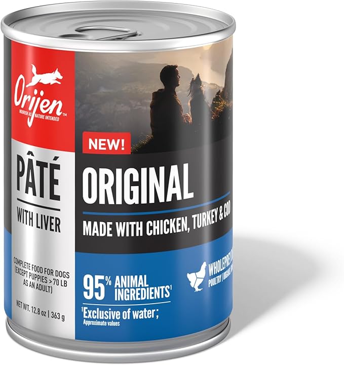 ORIJEN Pate Wet Dog Food Original Recipe with Liver 12.8oz Cans (12 Count)