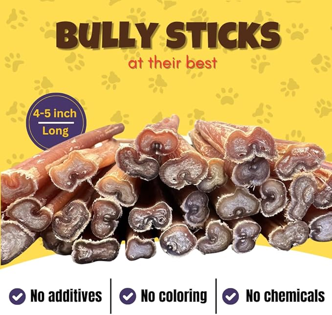 Woofley's 4-5" Bulk Regular Bully Sticks - (20 Count) - Bully Sticks for Dogs - Long Lasting Bully Stick Dog Chews