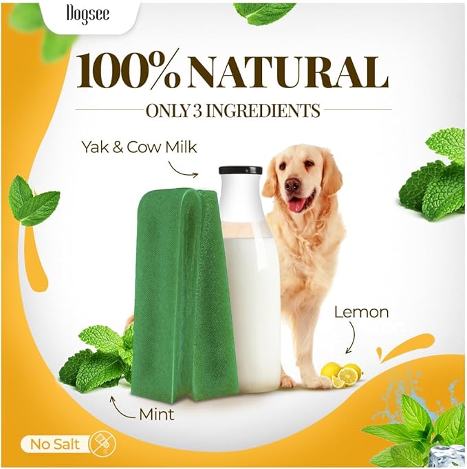 Dogsee Mint Flavor Himalayan Yak Chews for Dogs (Monster - 3 Bars) | Aid Digestion | Dog Chews for Teeth Cleaning | Odorless Dog Treats | Rawhide Free | Long Lasting