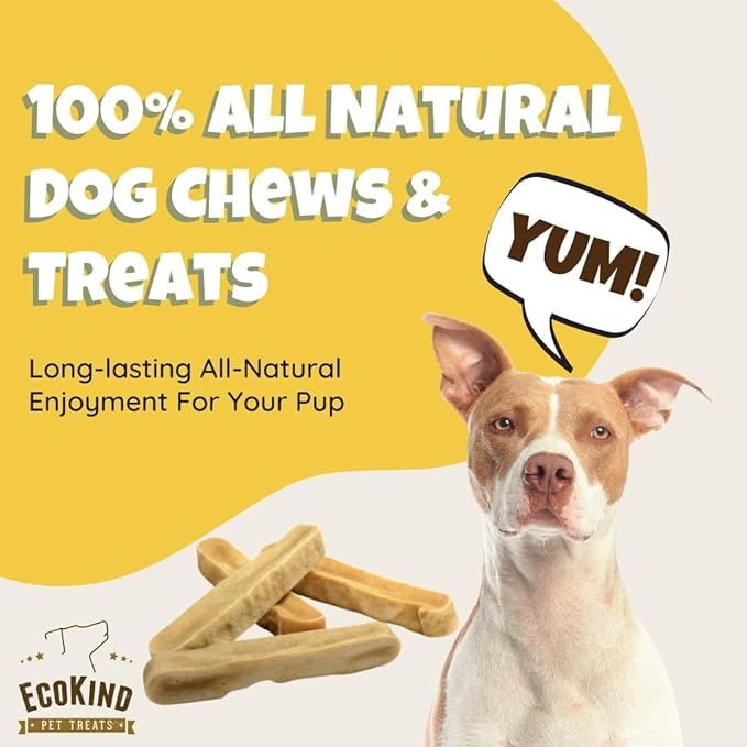 EcoKind Premium Gold Yak Cheese Himalayan Dog Chews, Dog Treats Large Breed, All Natural, High Protein, for Aggressive Chewers, Large - 2 Chews