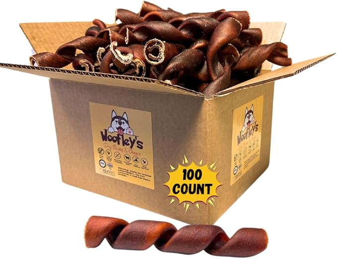 Woofley's 6 Inch Collagen Springs for Dogs - 100 Count - Collagen Chews - Bully Stick Spiral Rawhide Alternative - Medium & Large Dogs