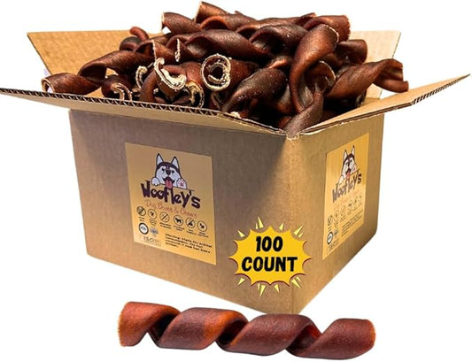 Woofley's 6 Inch Collagen Springs for Dogs - 100 Count - Collagen Chews - Bully Stick Spiral Rawhide Alternative - Medium & Large Dogs