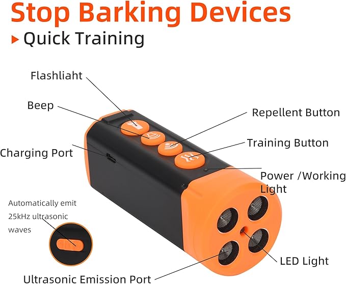 TMoMT Dog Bark Deterrent Device-Ultrasonic Anti-Barking Devices, Up to 50FT Long Range & Rechargeable Bark Control-Safe for Dogs Training-Indoor & Outdoor,Alternative to Collars and Bark Collars